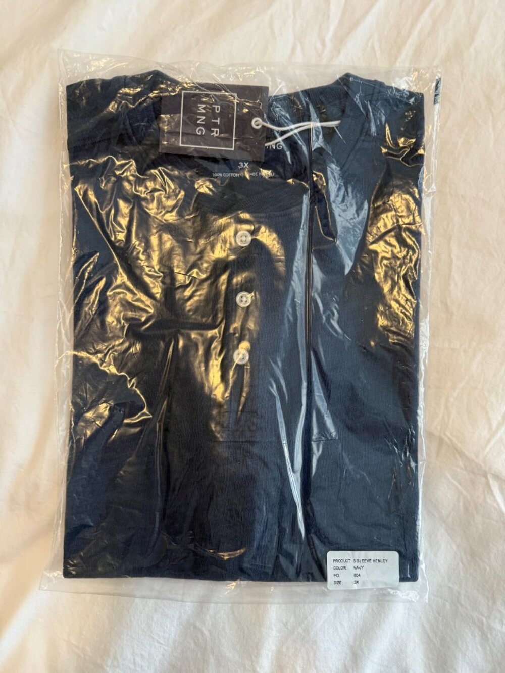 Peter Manning - Henley Shirt Short Sleeve - Navy - 3X (NWT)